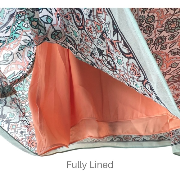 MAX STUDIO | NWOT SCARF PRINT SLEEVELESS SHIFT DRESS PEACH FLORAL | SIZE: SMALL - Picture 8 of 12